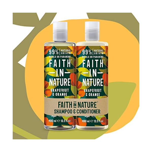Faith In Nature Natural Grapefruit and Orange Shampoo and Conditioner Set, Invigorating, Vegan and Cruelty Free, No SLS…