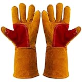 Work Gloves Leather Gardening Glove (1 Pair) 14 inch for Men Women Cowhide Reinf