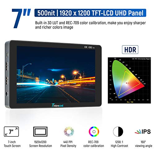 7“ Touch Screen Camera Video Monitor, 3D Lut Builtin 3500mAh
