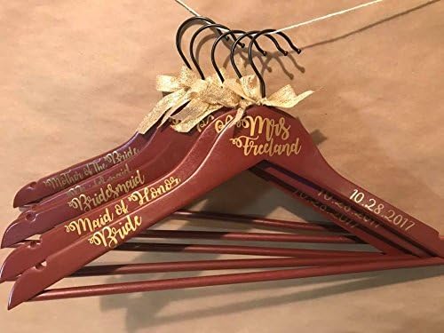 Set of 8 Personalized Wooden Wedding Party Hangers / Set of 6 / bride / bridesmaids / maid of honor / flower girl / matron of honor / mother of the bride / groom