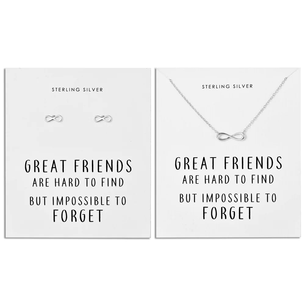 Philip Jones Sterling Silver Infinity Friendship Quote Set