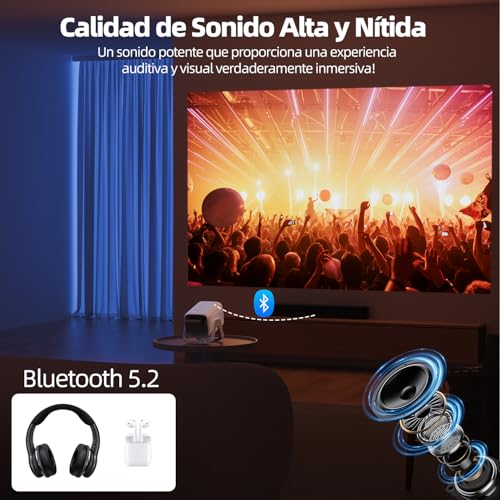 Bettdow Compatible Netflix Licencia Mini Proyector con WiFi y Bluetooth 5.2,Android 13 Proyector Portátil 1080P con Soporte 4K,Auto Keystone,Control Vocal,Netflix/Youtube/Prime Video/D+ Integrado