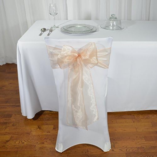 50-Pack Organza Bows Chair Sashes For Event Decoration Peach