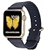 JSGJMY Apple Watch Band 38mm Genuine Leather Loop with Gold Metal Clasp for iWatch Series 2/Series 1/Edition/Sport(Navy+Golden Buckle,38mm)