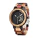 BOBO BIRD Mens Colorful Wooden Watches Classic Leisure Quartz Wristwatches with Cute Deer Pattern Unique Couple Watches for Lovers