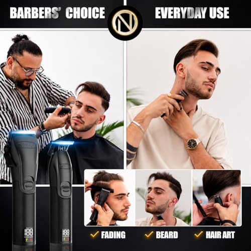 Novah® Professional Hair Clippers for Men, Professional Barber Clippers and Trimmer Set, Mens Cordless Hair Clipper for Barbers Haircut Kit Fade