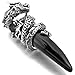 INBLUE Men's Stainless Steel Pendant Necklace Simulated Crystal Dragon Wolf Tooth -With 23 Inch Chain