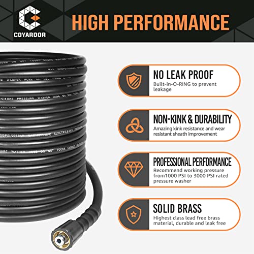 19.6FT High-Pressure Washer Hose - Ultra Flexible, 4500 PSI, Fits Most Home Pressure Cleaners