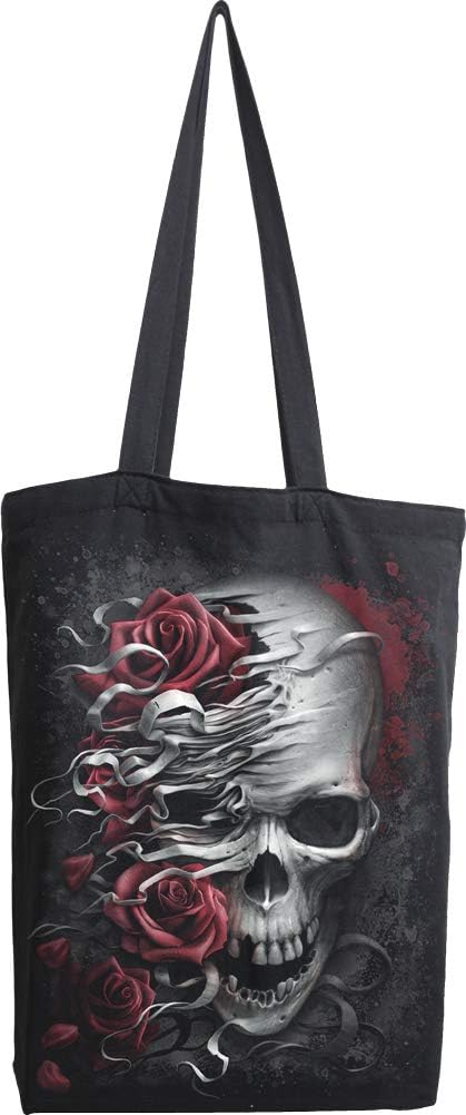 SpiralSkulls N' Roses - Bag 4 Life - Canvas 80z Long Handle Tote Bag - L