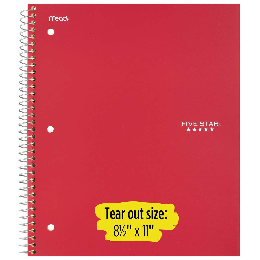 Five Star Spiral Notebook, 1 Subject, Graph Ruled Paper, 100 Sheets, 11