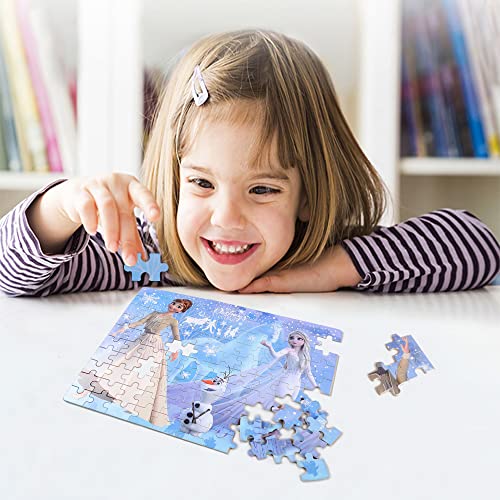 LELEMON 100 Pieces Frozen Jigsaw Puzzle in a Metal Box for Kids Ages 4