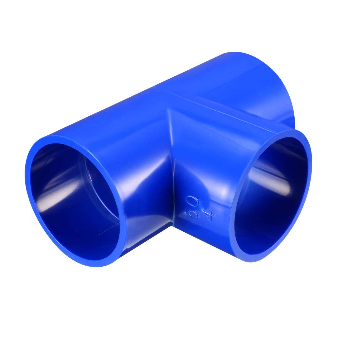 sourcing map 50mm Slip Tee PVC Pipe Fitting T-Shaped Coupling Connector Blue