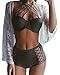 Nulibenna Bandage Cross Criss Halter High Waisted 2 Piece Bikini Swimsuit
