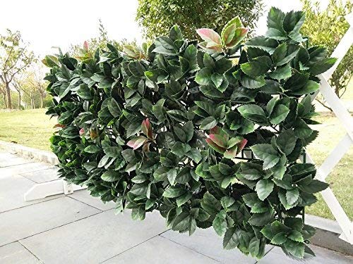Artificial Hedge Plant Privacy Fence Screen Greenery Panels for Both Outdoor or Indoor, garden or backyard home decorations (20x20 inch artificalHedge-European Laurel, 1 PC Sample)