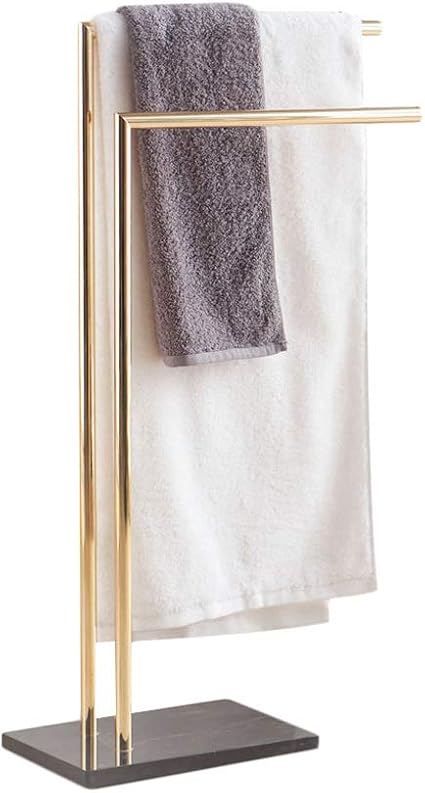 Amazon.com: Towel Rail Stand - Double Pole Bathroom Rack - Floor ...