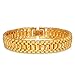 U7 Jewelry 12MM Wide Wrist Chain 18K Yellow Gold Plated Men Women's Bracelet (19CM Long)