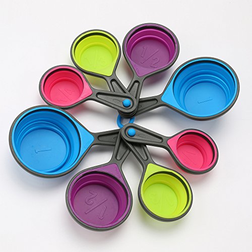 Fawei Collapsible Silicone Measuring Cups with 60ml/80ml/125ml/250ml - 4 Piece Set Kitchen Measuring - //coolthings.us
