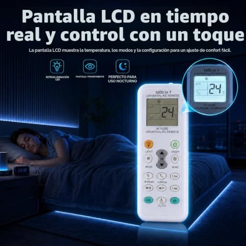 Cagrin Universal Air Conditioner Control K-1028E 1000 in 1 LCD Screen | Features Timer, Clock and Fast Cooling, Compatible with LG, Samsung, Gree, Toshiba, Haier, Midea and More Brands