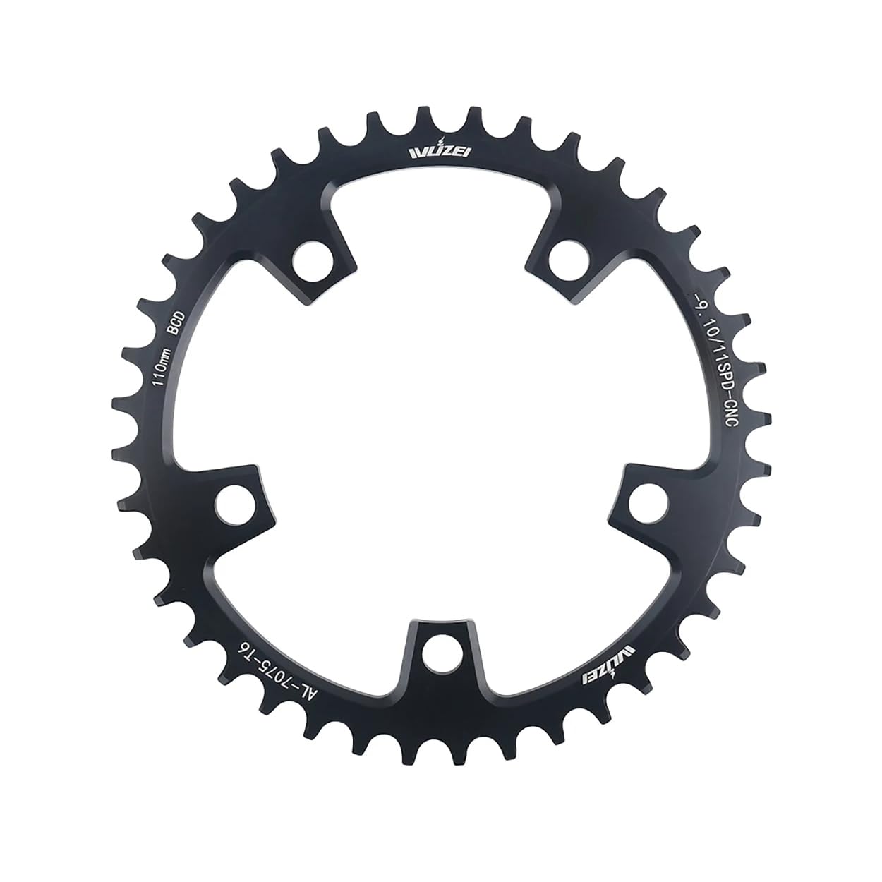 BIKECO Bicycle Narrow Wide Chainring 110/130BCD 5 Screws Round Bicycle Chainring 36/38/40/42/44/46/48/50/52/54/56/58/60T Bicycle Chainring for 9 10 11 Speed Road Bike MTB (110BCD,40T)