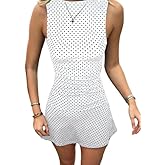 JOLILUNA Polka Dot Mini Dress for Women Sleeveless Round Neck Bodycon Flared Hem Casual Summer Outfit 2025