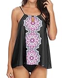 Yonique Women Two Pieces Tribal Printed Flyaway Tankini Sets with Triangle Brief Swimsuit