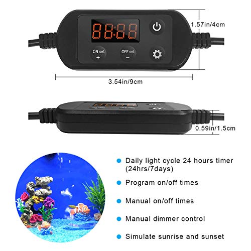 MingDak Digital Aquarium Ramp Timer - Programmable 24-Hour Dimmer and LED Light Timer for Aquarium,Dimmable Fish Tank Light,Plant Light,Marine Light,Coral Reef Light with 2.1mm/2.5mm DC Connections