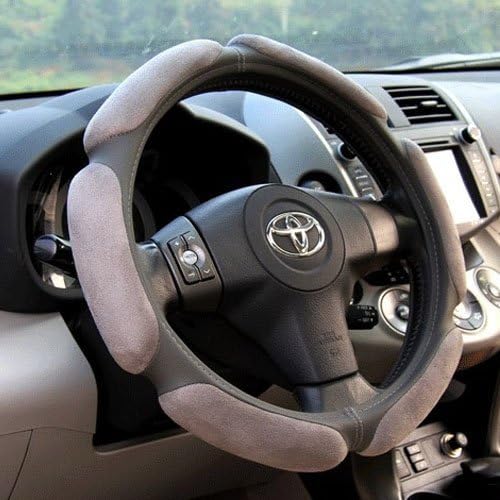 38CM/15'' Four Season Useful Suede Antiskid Car Auto Steering Wheel Cover Pad (Grey)