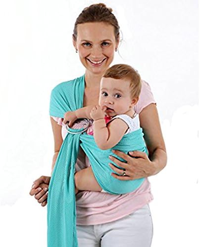Breathable Baby Wrap Metal Ring Sling Carrier Infant Wrap Toddlers.Shower Gift for Newborn (Light Green)