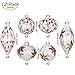 Sea Team Christmas Clear Glass Ball Ornaments Finial Drops Pendants with Rose Gold Floral Designs for Xmas Tree Decorations, 70mm/2.76-inch, Set of 12