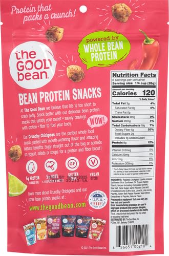 THE GOOD BEAN CHICKPEA SNACKS, SMOKY CHILI/LIME, GLUTEN AND NUT FREE, 6 OUNCE