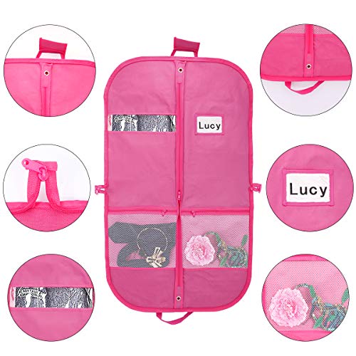 Kernorv Pink Garment Bags for Dance Costumes Waterproof and Breathble 40" Dance Garment Bags with Zipper Pockets for Dance Costumes, Dress, Suit, Travel (Set of 2)