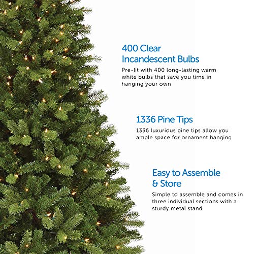 NOMA 7 Ft. Prelit Artificial Pine Christmas Tree with 400 Warm White