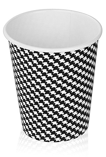 Disposable Hot Coffee Cups By Golden Spoon - 100 Pack Set Complete - Stylish Contemporary Ripple Design (12 oz)