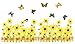 Kappier Yellow Gerbera Daisy Flowers / Sunflowers with Butterflies Over Fences Wall Decals