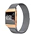 bayite for Fitbit Ionic Bands, Stainless Steel Milanese Loop Metal Replacement Strap with Unique Magnet Lock Accessories for Fitbit Ionic Large Smoke Gray