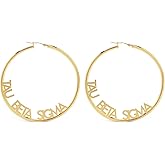 Sorority Shop Tau Beta Sigma- Hoop 18K Gold Plated Dainty Earrings for Women - Tau Beta Sigma Jewelry with Ideal 2" Diameter Hoops - Tau Beta Sigma Gifts
