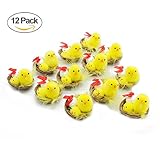 Easter Chicks, Fluffy Yellow Small Cute Easter Chenille Chicks and Egg in Nests, 12 Sets(Style 2)