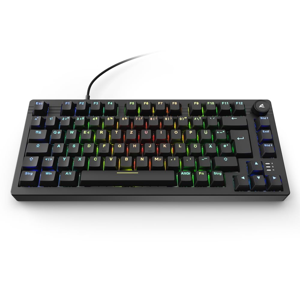 Sharkoon Skiller SGK25 RGB, Gaming Tastatur, 75% Layout, Hot Swap, Huano RED geschmierte Schalter, schwarz 3