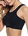 Ekouaer Women's Padded Wirefree High Support Pro Compression Sports Bra Black,L Fits 38BCD