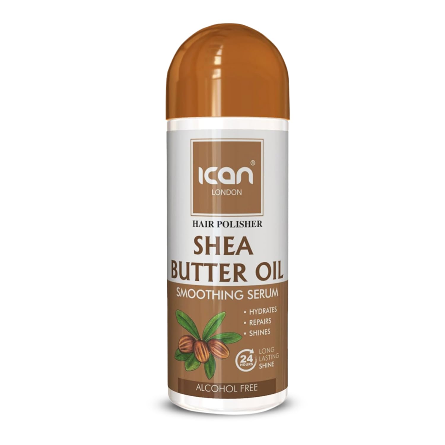 ican London Hair Polisher Shea Butter Oil Smoothening Hair Serum Alcohol Free 207ml