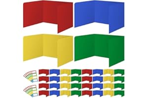 ZSMKJIAYE 48 Pcs 14 x 17.5 x 14 Inch Desk Dividers for Students Plastic Sturdy and Waterproof Privacy Folders Shields Test Dividers with Colorful Classroom Privacy Board for School Study Teacher Supplies