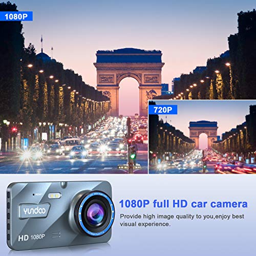 Dual Dash Cam Car Camera - Contain 32GB SD Card，Full HD 1080P Dash Camera for Cars，4“IPS Screen Dual Wide Angle Lens Car Dash Camera，G-Sensor，Cycle Recording，Parking Monitoring.（2020 Upgraded Version）