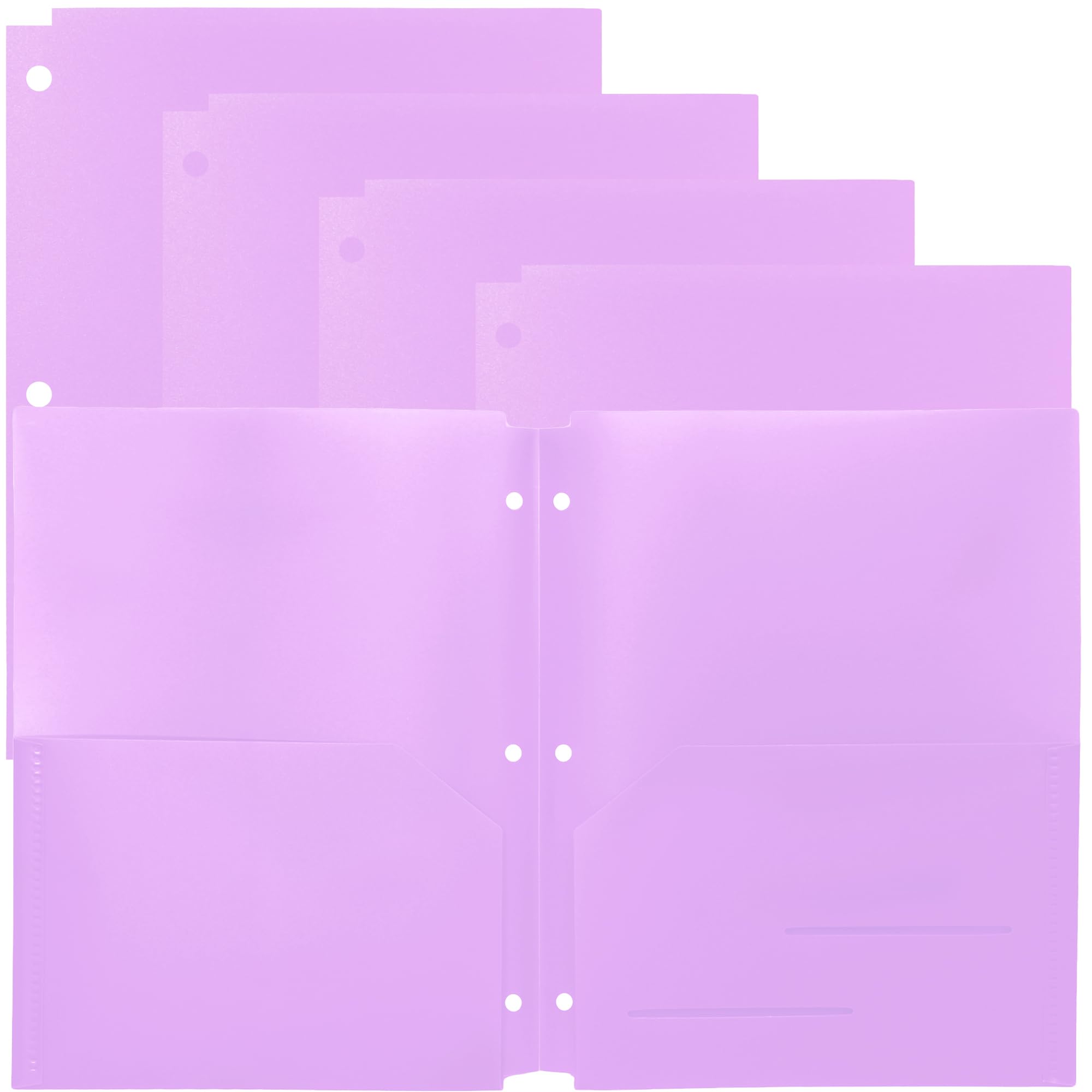 Photo 1 of Youngever 6 Pack Heavy Duty Plastic Two Pocket Folders, Binder Dividers with Pocket, 3 Hole Punch Folder with Notches, Binder Folders (Mauve)