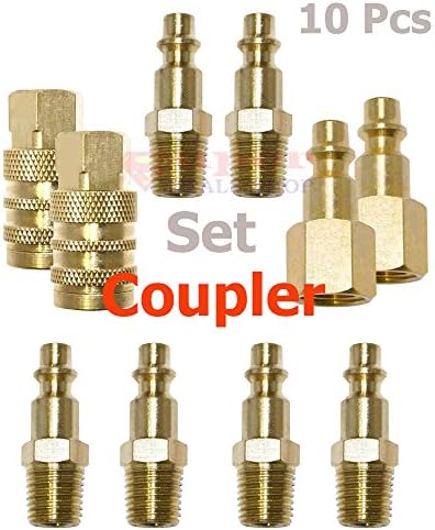 Air Fittings Air Hose Connector Air Quick Connect Coupler Plug Kit Industrial Air Fittings 10 Pcs 1/4" NPT Female Brass Air Hose Adapter Air Compressor Fittings Air Tool Fittings Super-Deals-Shop