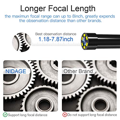 33FT Inspection Camera, 1080P HD 5.5MM Borescope with 4.3inch Screen, IP67 Waterproof Industrial Endoscope Camera with 2800nAh Battery, 8GB TF Card, Snake Camera for Automotive Engine, Pipe Detecting - Thumbnail 2