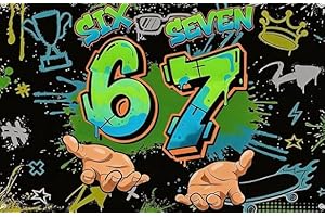 7th Birthday Decorations Cream, Backdrop she was 6 Now She's 7 Six Seven 6 7 Meme Kids Boys Background,Funny 67 Meme Photo Bo
