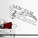 Home Find Musical Notes Wall Decals Music is Life That's Why Our Hearts Have Beats Stickers for Kids Bedroom Music Room Dance Room Vinyl Art Decor House Decorations (Black 51.1 inches x 22 inches)