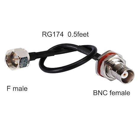 0,5 m RF Coaxial Cable conector BNC hembra a F macho RG174 ...