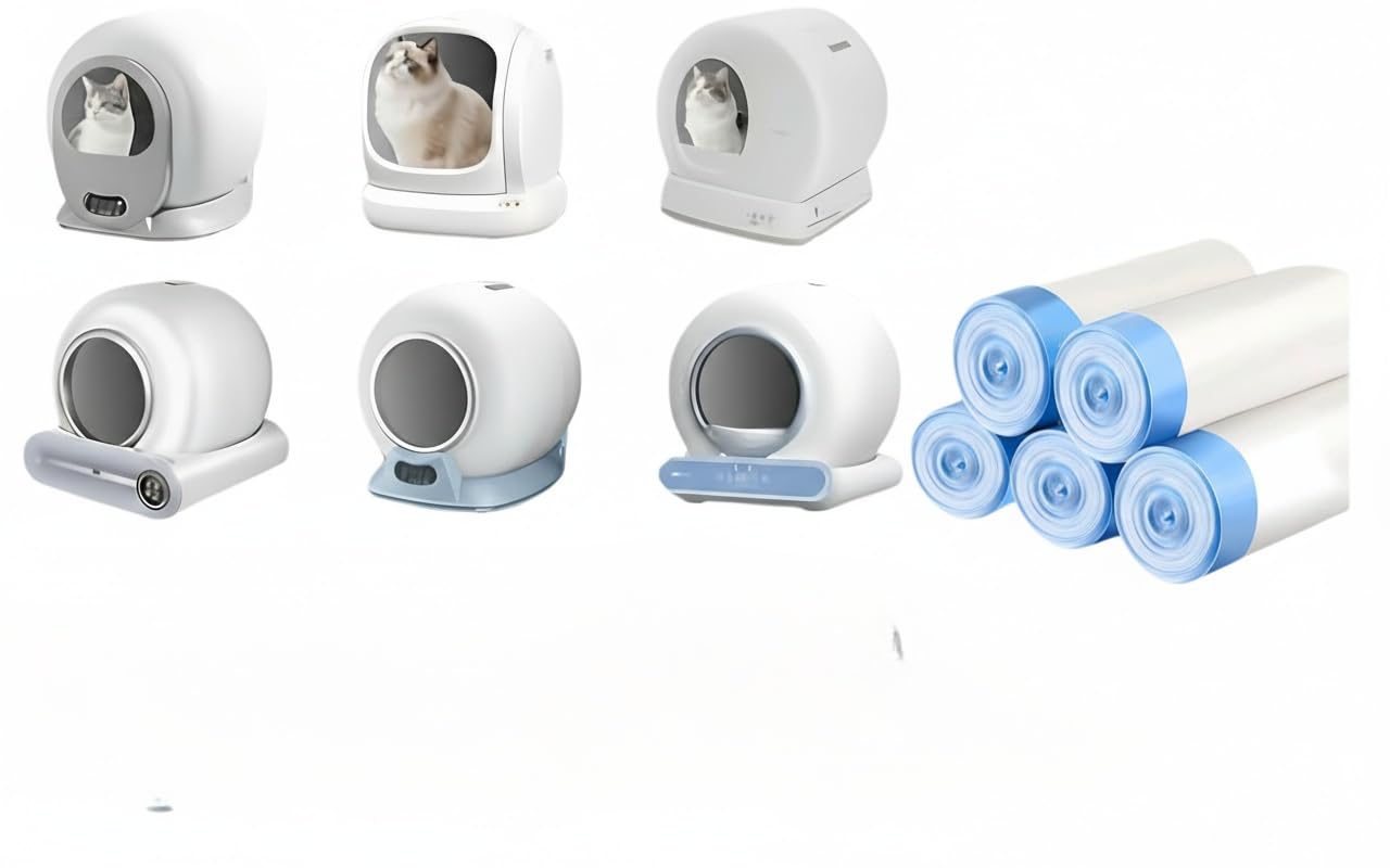 Photo 1 of 100-Pack Thickened Automatic Litter Box Bags, Compatible with PetCova, DuckSky,MeoWant,Leak-Proof Pet Waste Bag Liners with Drawstring, Heavy Duty Self-Cleaning Litter Box - 18" x 20",litter box