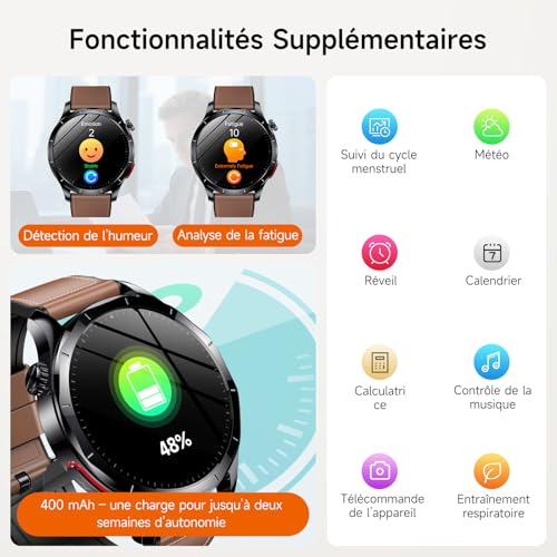 Lgnitek 2026 New Men's Smart Watch with ECG+HRV/Blood Pressure/IMC,1.43" AMOLED Smartwatch with SOS Function, 24/7 Heart Rate/SpO2/Sleep Monitor, IP68 for Android/iOS